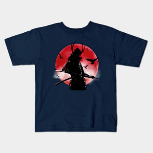 Samurai Warrior Red Moon Kids T-Shirt